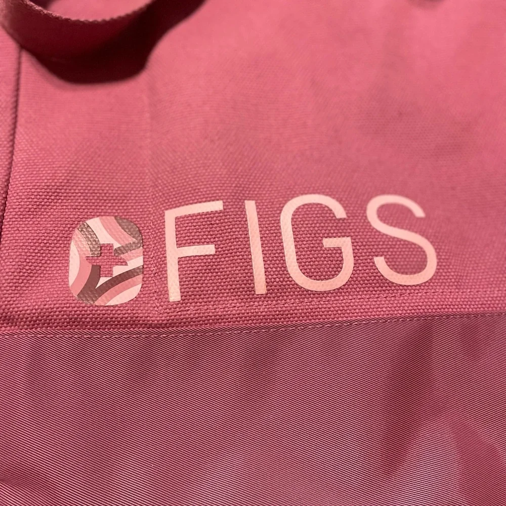 FIGS Large Pink Canvas Tote Bag